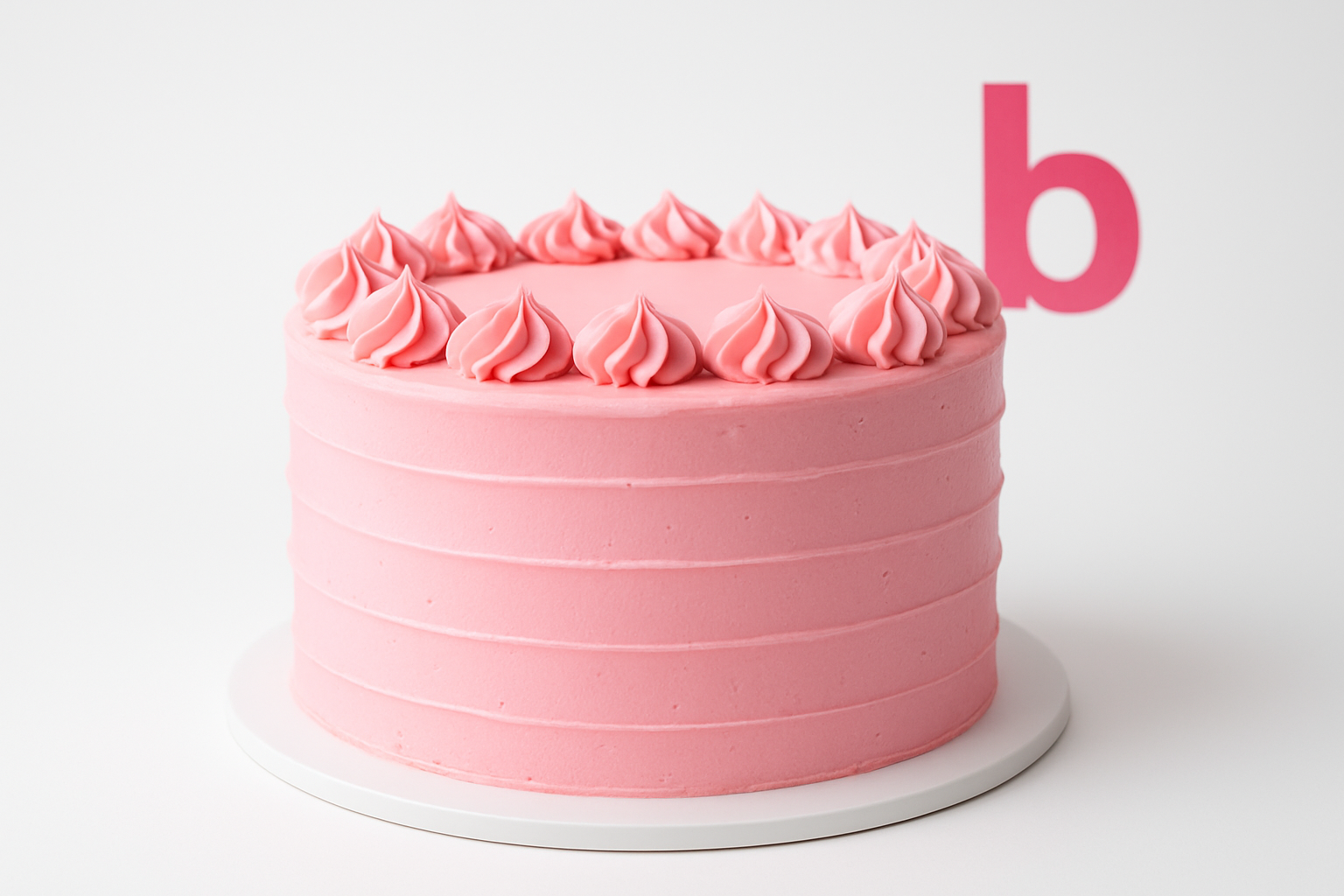 Różowy tort z literą b